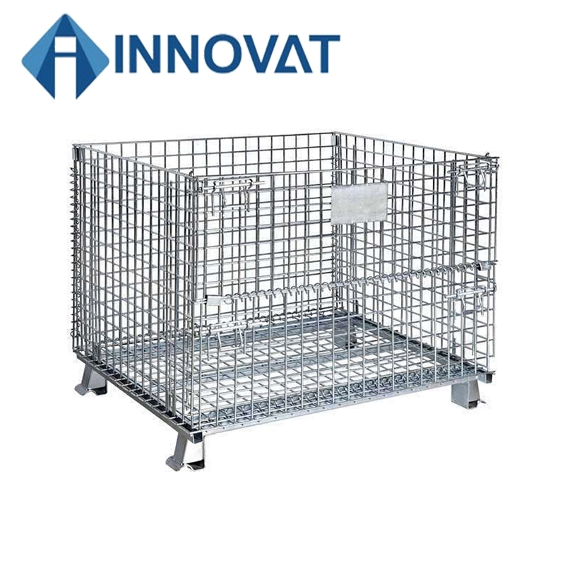 Wire Container High Storage Capacity Metal Storage Cage Rolling Wire Mesh Pallet Containers