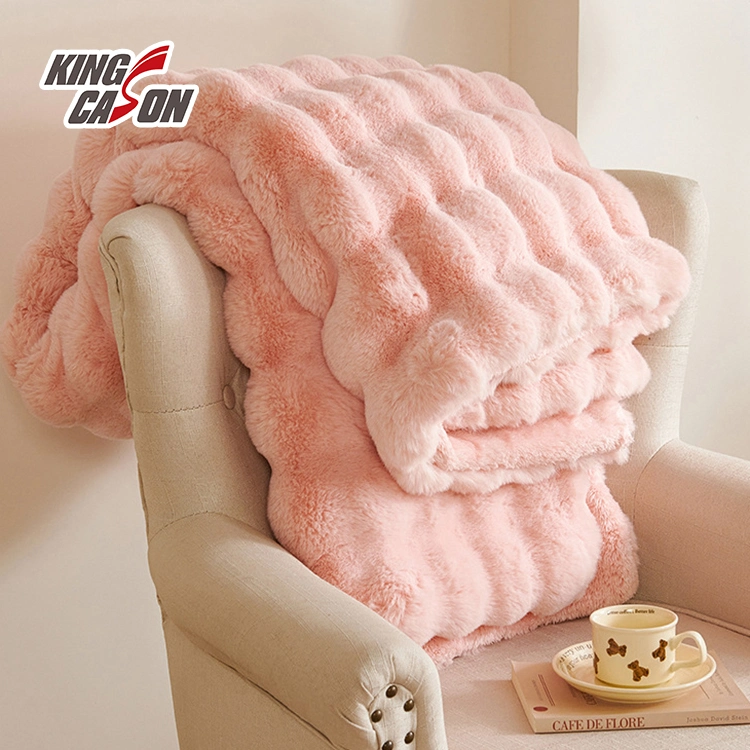 Diseñador Kingcason cálido y acogedor suave pelaje suave peso pesado Faux Fur tejido Sofá Manta tiro invierno