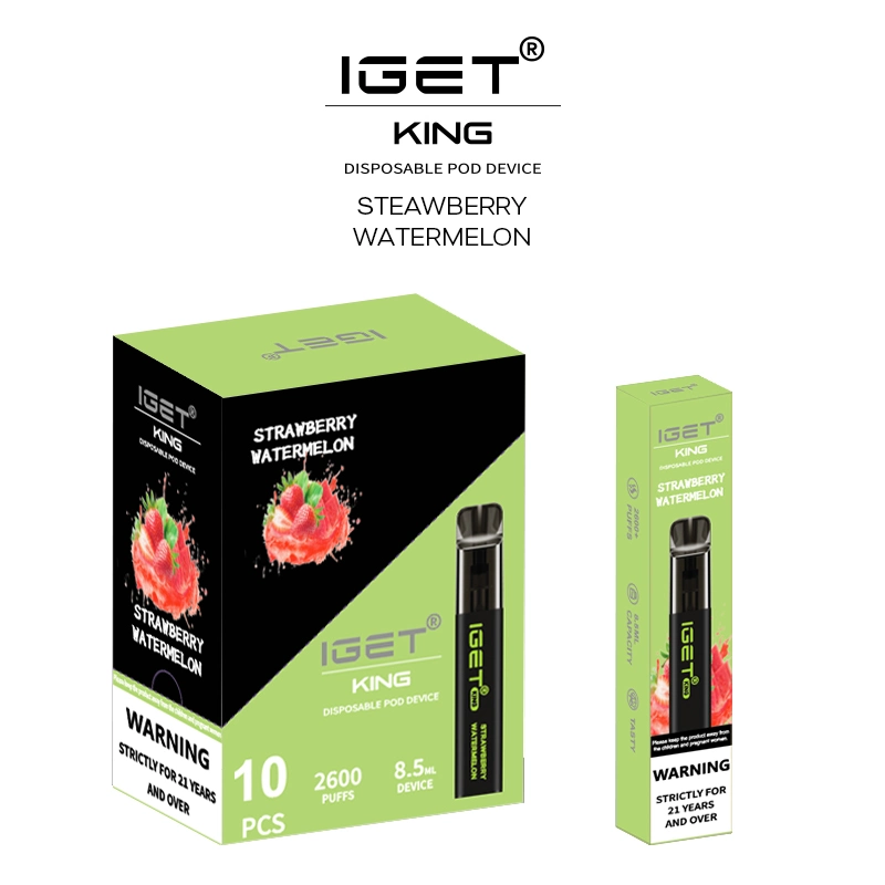 Original Iget King Disposable/Chargeable Vape Pod Device Kit 8.5ml 2600 Puffs 1400mAh Vs Iget XXL Shion