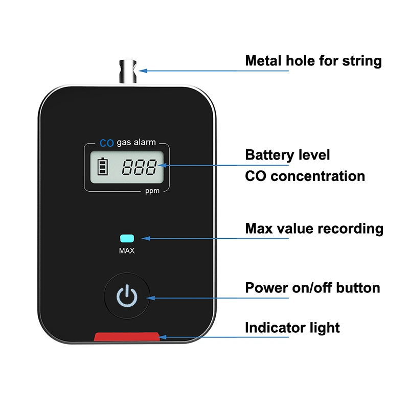 Mini Personal El Monóxido de Carbono detectores de humo para la alarma al aire libre en el interior de fuga de co