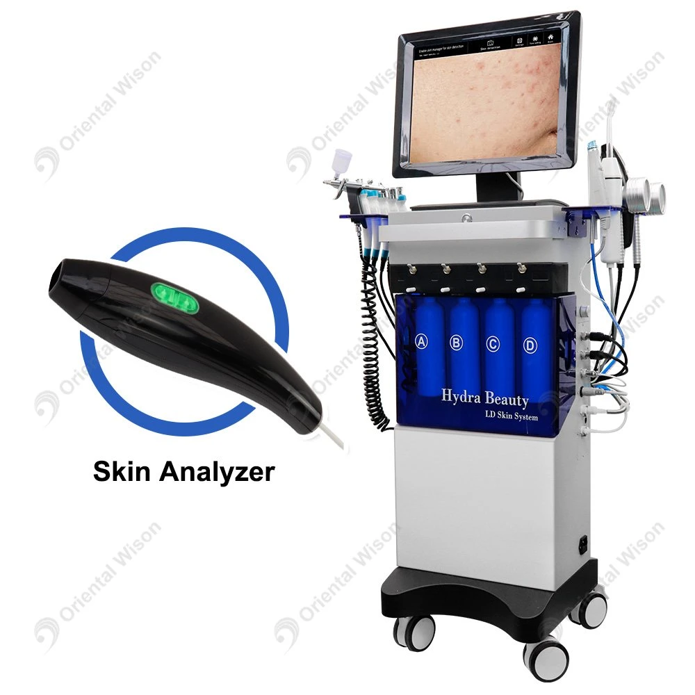 10 in 1 Skin Analysis Skin Analyzer Hydro Diamond Peeling Dermabrasion Oxygen Facial Cleaning RF Vacuum Cavitation PDT Skin Care Beauty Salon SPA Use