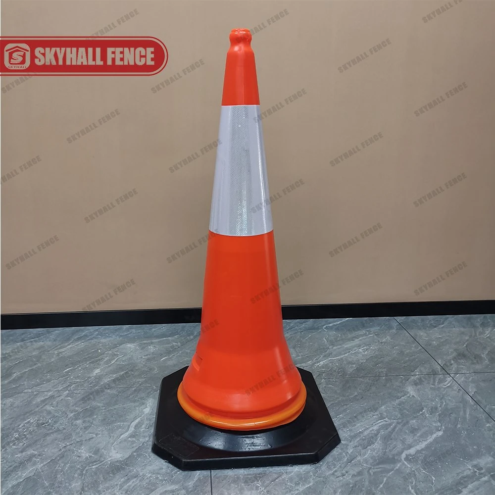 49X49 Cm Base 100 Cm High Red/ Orange PE Plastic Traffic Road Safety Cones