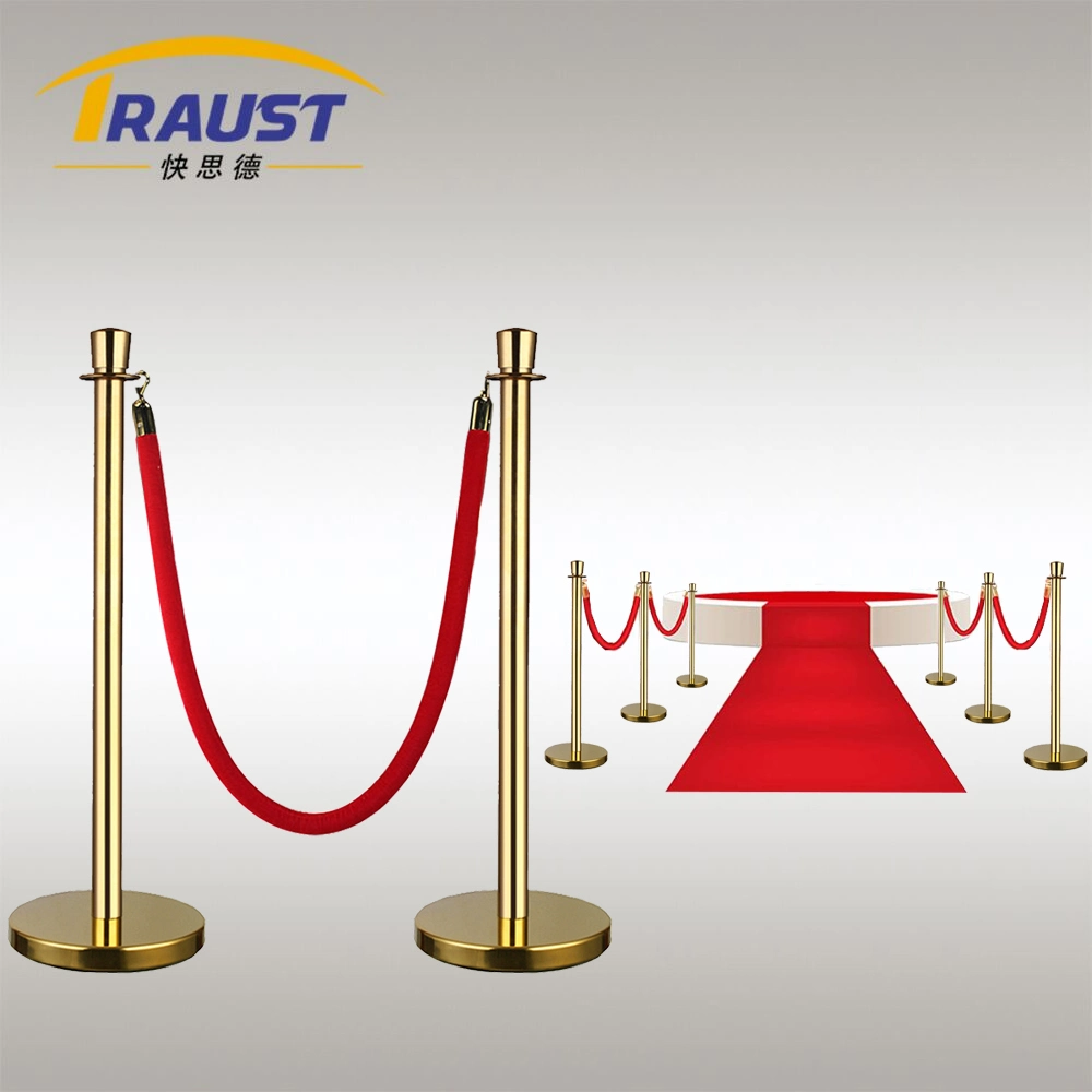 Traust Stainless Steel Ball Top Velvet Twisted Hanging Rope Railing Dome Base Stanchion Barrier Post