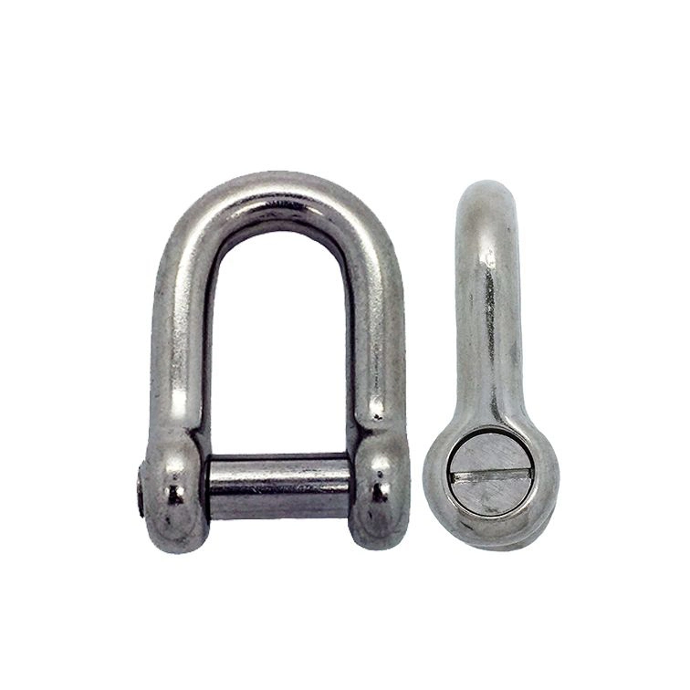 304 Stainless Steel Long D Shackle Wire Rope Connector Straight Anchor Screw Pin