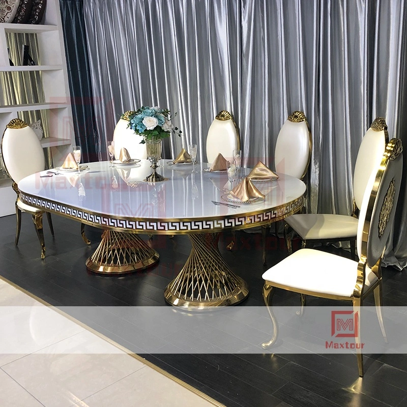 Modern Stainless Steel Acrylic Oval Wedding Table with LED Light