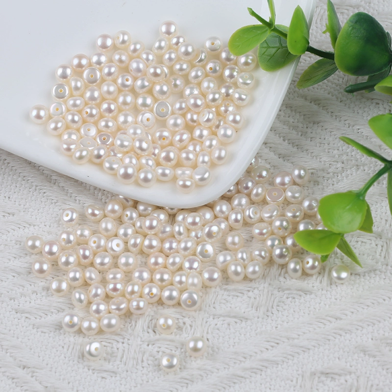 5-5.5mm White Button Shape Loose Pearl for Jewelry Making