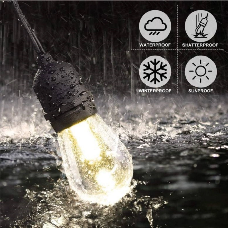 Impermeable al aire libre tomas colgantes flexibles Patio Bistro Garden Cadena de luz LED