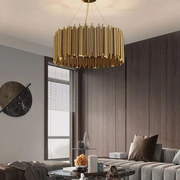 Modern Technological Sense Curved Straight Tube Chandelier