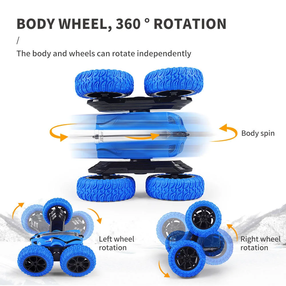 360 grados de rotación recargable coche de juguete RC Doble cara 3D Flip Climbing Bounce Transformer Radio Control remoto coche juguete