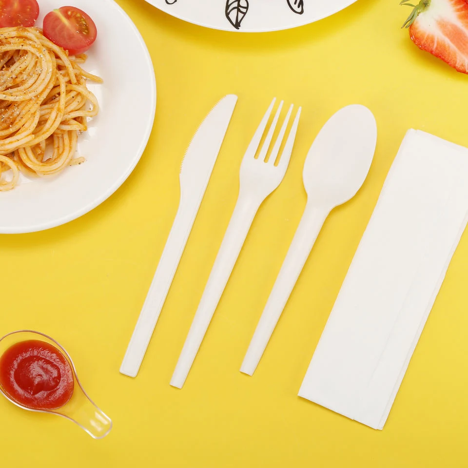 Disposable Restaurant Thickened PLA Plastic Spoon Fork Plastic Cutlery for Food