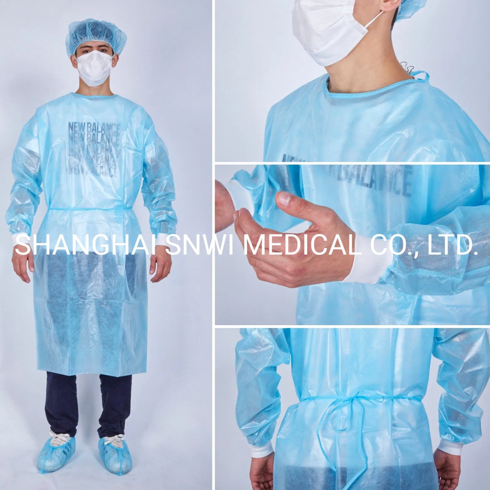 PP Coated PE Waterproof Disposable Fluid Resistant Ultrasonic Sealed Surgical Gown Isolation Gown Visitor Gown