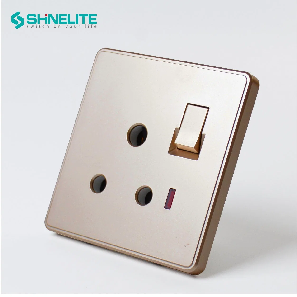 Shinelite Gold Color 13A einzelne runde Pin Universal-Steckdose Wandschalter und Steckdose mit Neon