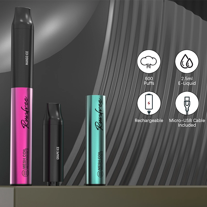 Original Factory Direct Sale Universal New Runfree 600 Puffs 0% 2% 5% Wape Cheap Disposable/Chargeable Vape Pen