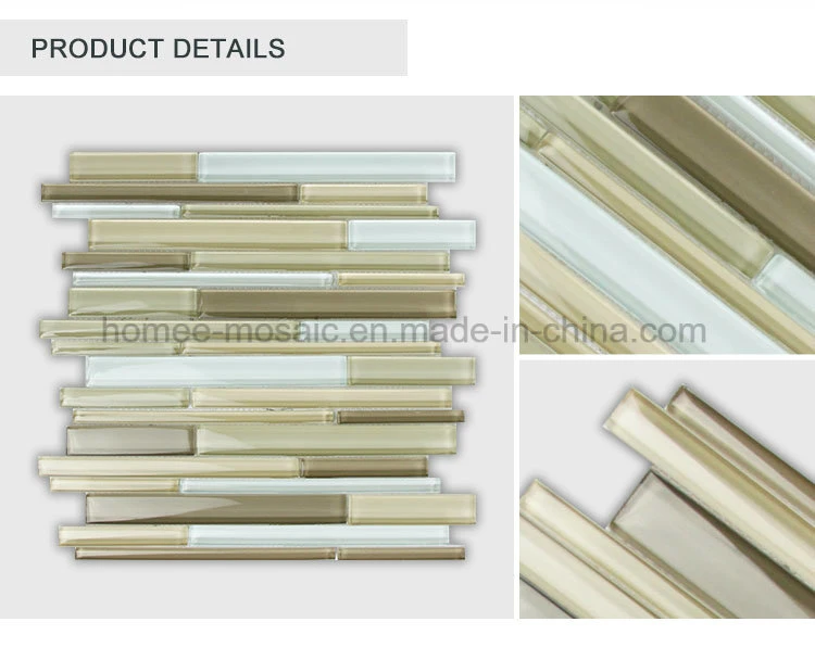 Heat Resistant Irregular Decorative for Backsplash Stripped Crystal Glass Mosaic