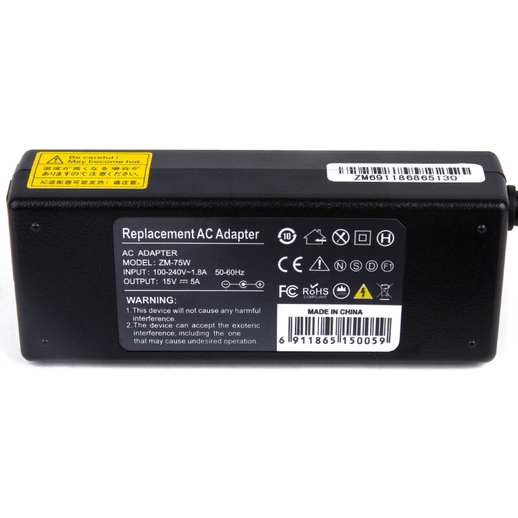 75W 15V 5A Cargador de portátil 75W adaptador de fuente de alimentación para Adaptador de batería de TOSHIBA