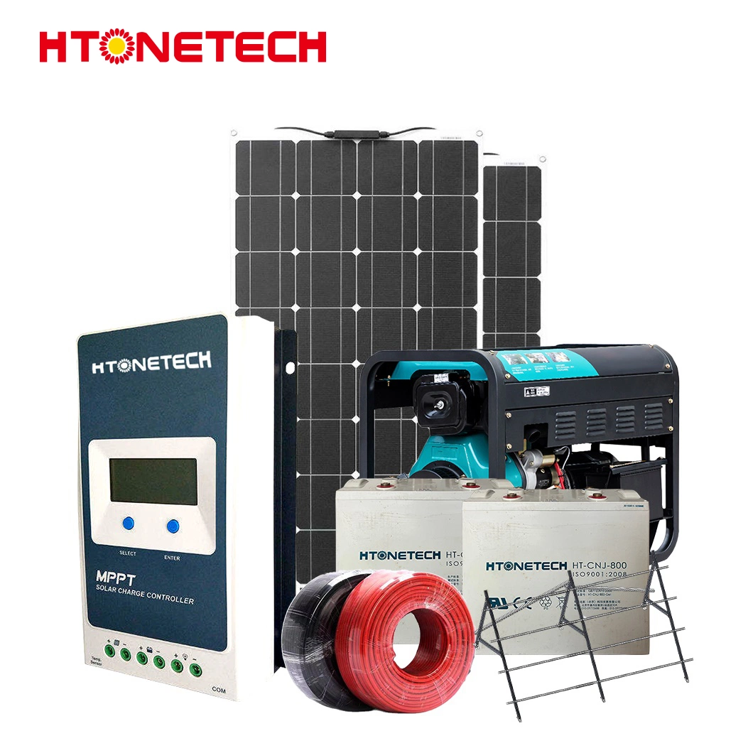 Htonetech Home off Grid Solar Panel System Wholesale/Supplierrs China 5kwh 10kwh 42kwh Solar Panels Monocrystal 25kw Diesel Generator Solar Hybrid 10 Kw System