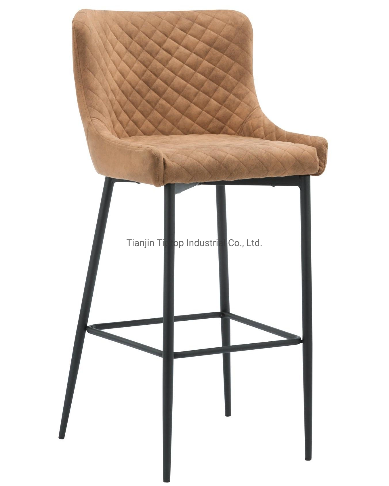 High quality/High cost performance  Light Brown Metal Spring Leg Modern Velvet Bar Chair