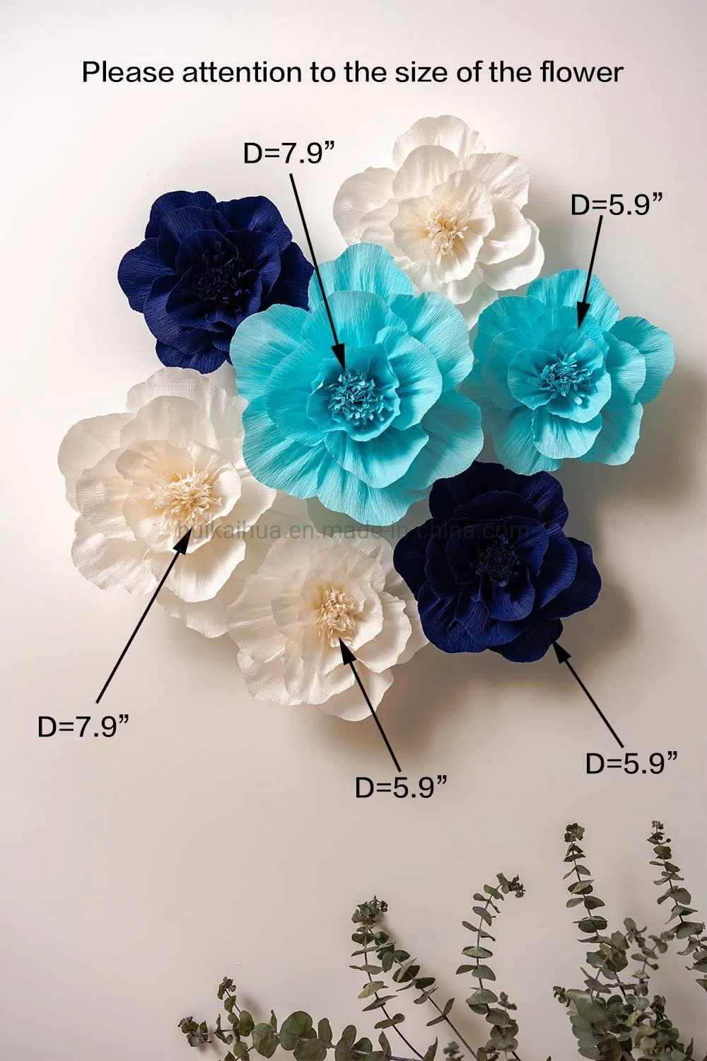 Hkh Mix Color 3D Wall Crepe Paper Flower Decorations