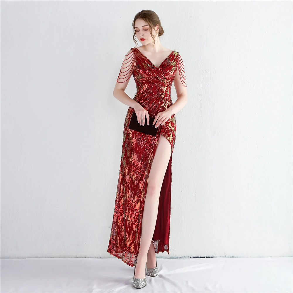 Evening Party Prom Women Dress Sequin Slim Sheath Women Sexy Skinny Wedding Dress OEM High quality/High cost performance 