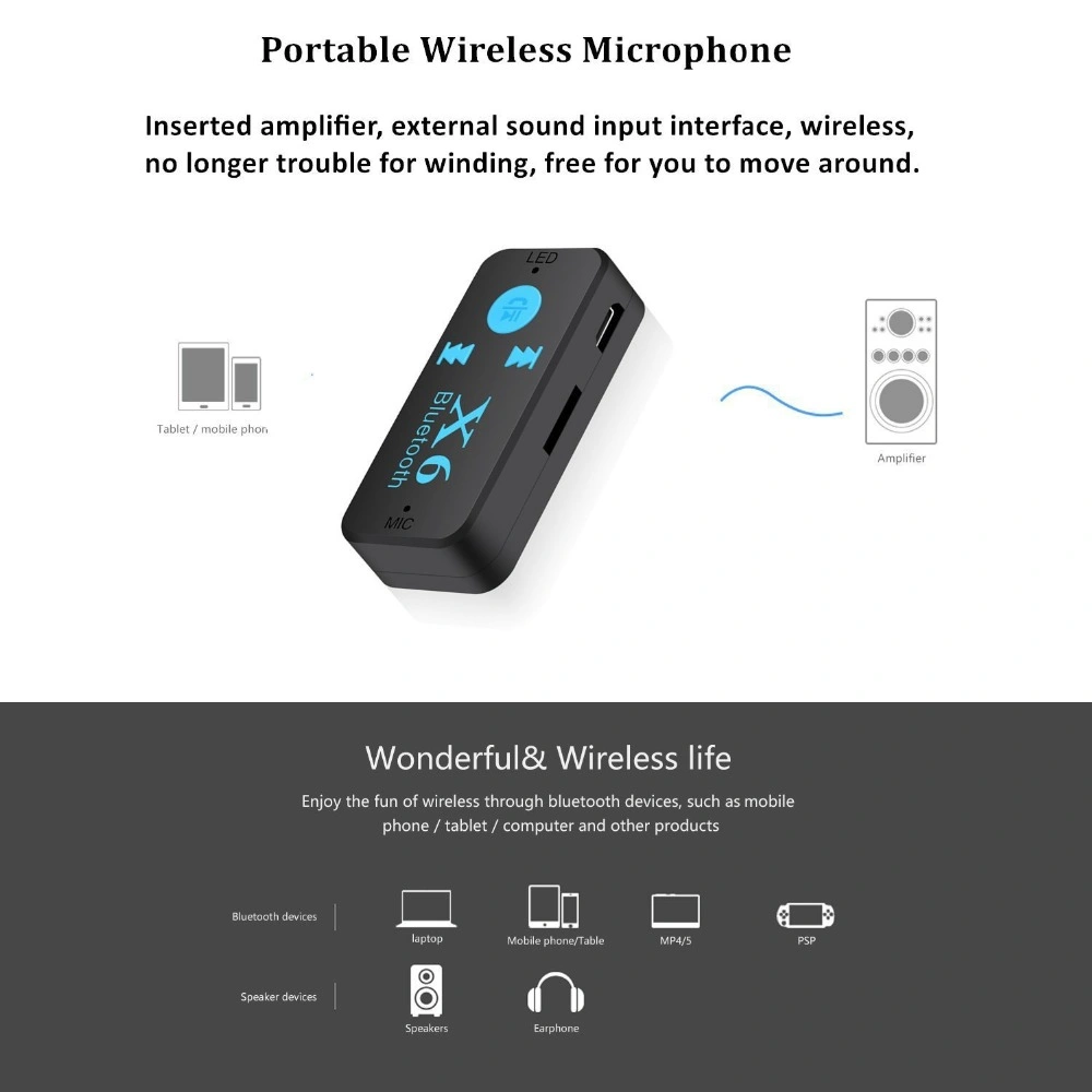 Wireless Car BT-kompatibler Adapter 3,5mm Audio Stereo Music Freisprecheinrichtung Kopfhörer-Receiver Freisprecheinrichtung Automobile -Bluetooth-Kit