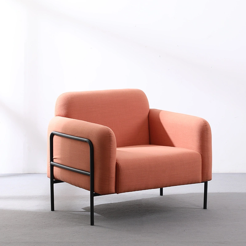 Nordic Style Modern Design Living Room Furniture Metal Legs Velvet Fabric Armchair Cafe Sofa