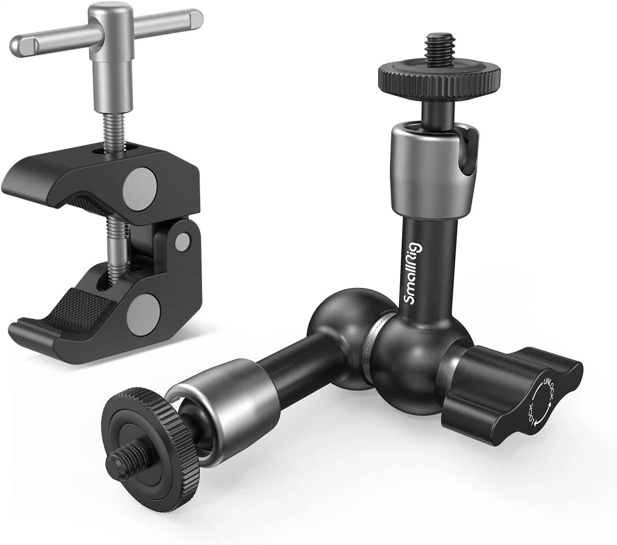 Smallrig Super Clamp con rosca de 1/4" y 3/8" y 5,8 Pulgadas poder de fricción ajustable brazo mágico articulado con rosca de 1/4" Tornillo para monitor LCD/luces LED