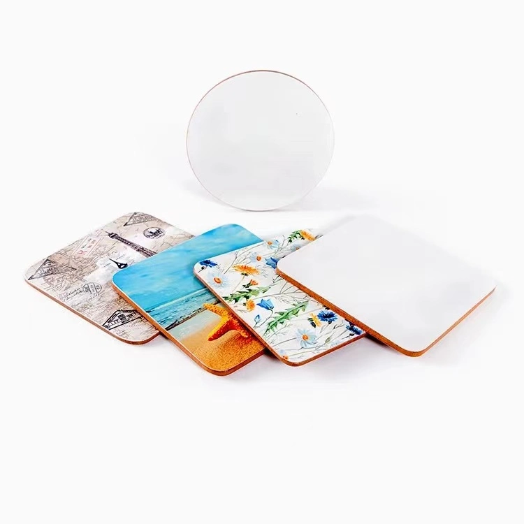 Personal Square Sublimation Blanks Wood Base Ceramic Cup Custom Coaster Set for Promotion