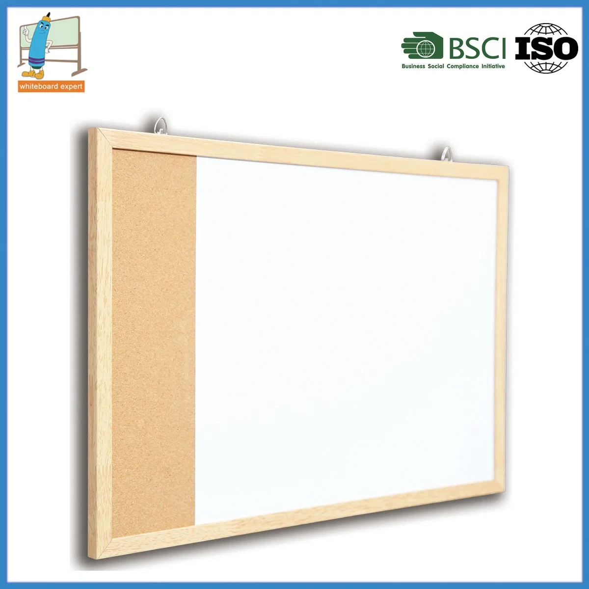 Wall Hanging Magnetic Presentation Whiteboard/Bulletin Combination Board