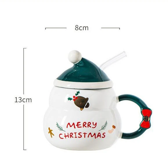 Wholesale/Supplier Christmas Gifts Custom Snowman Tea Coffee Office Winter Porcelain Cup Sets with Spoon Lid