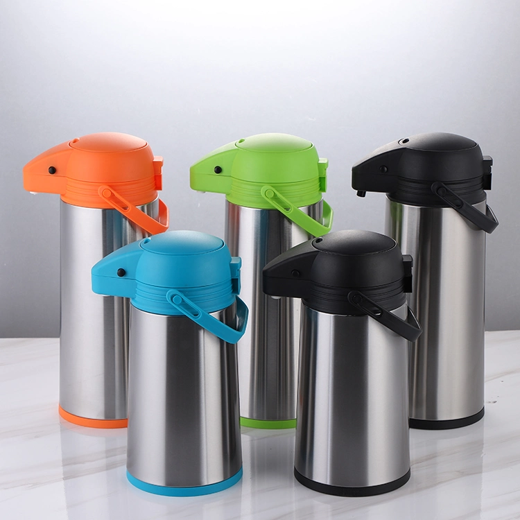 1.9L Cheap Air Pump Carafe Dispenser Stainless Steel Vacuum Flask Coffee Tea Hot Water Thermo