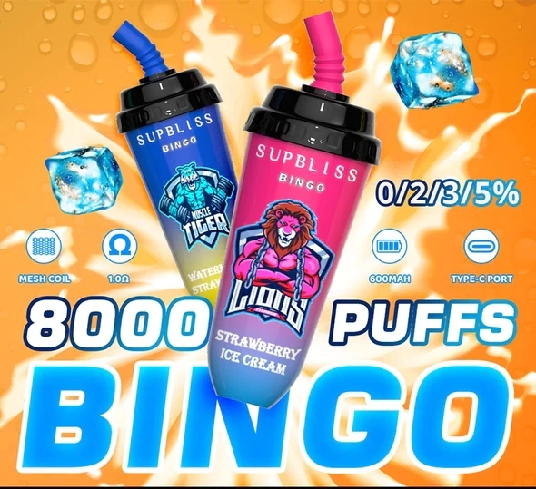 12 جهاز التبخير القابل للالتخلص من النكهة سعة 16 مل بجهاز E-Liquid Pod مع دعم راندم Bingo 8000 Puffs بالجملة 1 Vape