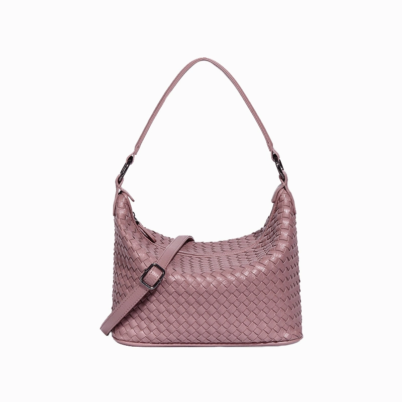 Fashion PU Woven Handbag Ladies Shoulder Bag with Long Strap Crossbody Bag Women