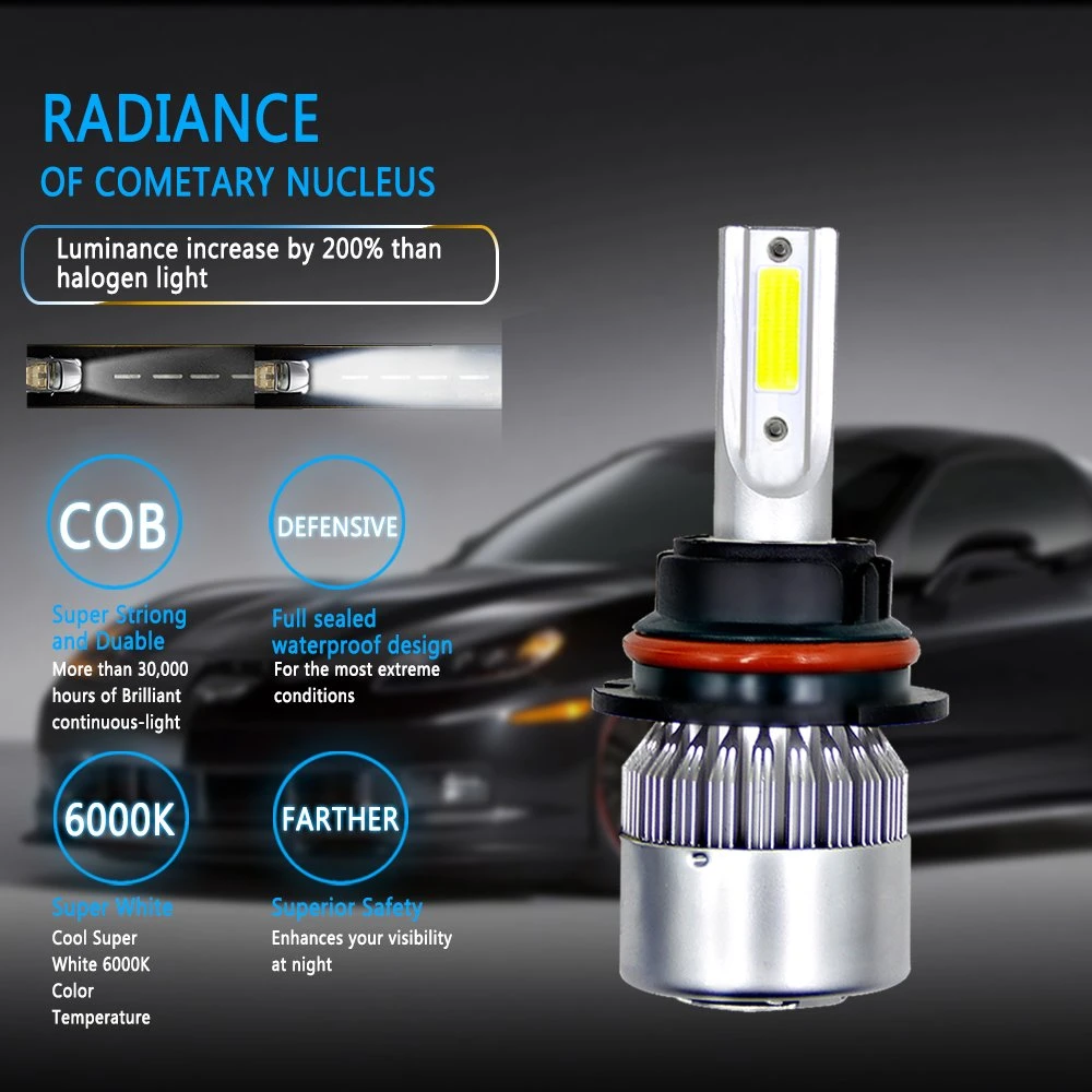 Wholesale/Supplier Car Light Cheap 9007 Hb5 C6 LED Auto Headlight Kit Two Sides 72W 8000lm