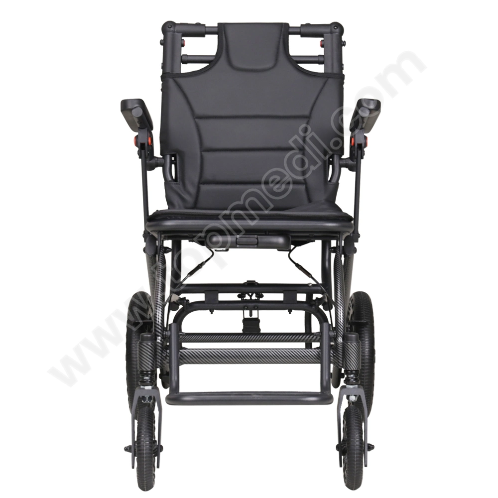 Fashion Waterproof Leather Cushion Travel Aluminum Portable Small Folding Wheelchair