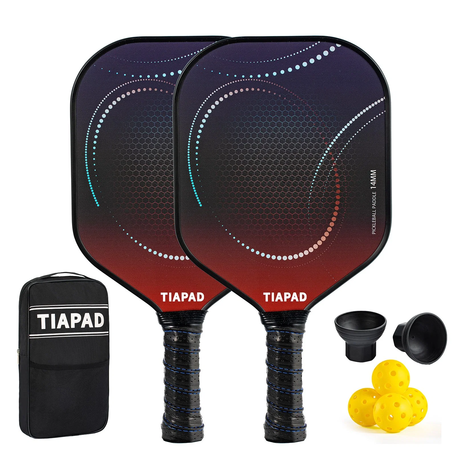 Tiapad Honeycomb Core Pickleball Paddle Set Carbon Fiber Pickle Ball Palas