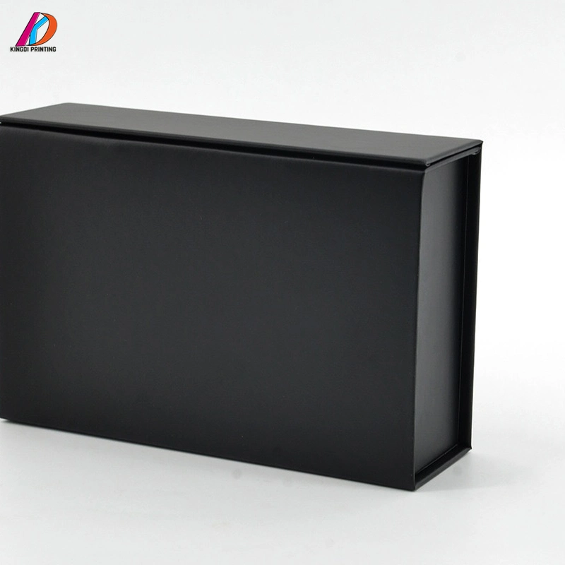 Cajas de embalaje de color negro plegable de lujo al por mayor con impresión de logotipos