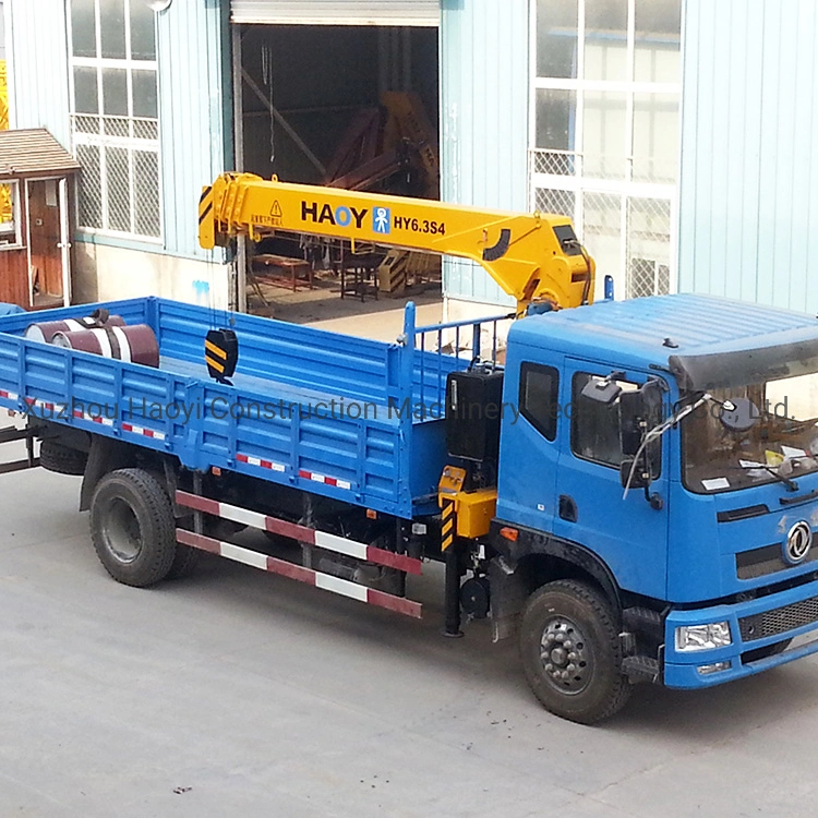 Haoy Hy6.3s4 13m 6t Straight Boom Telescopic Truck Mounted Crane for Chinese Factory Direct Sales