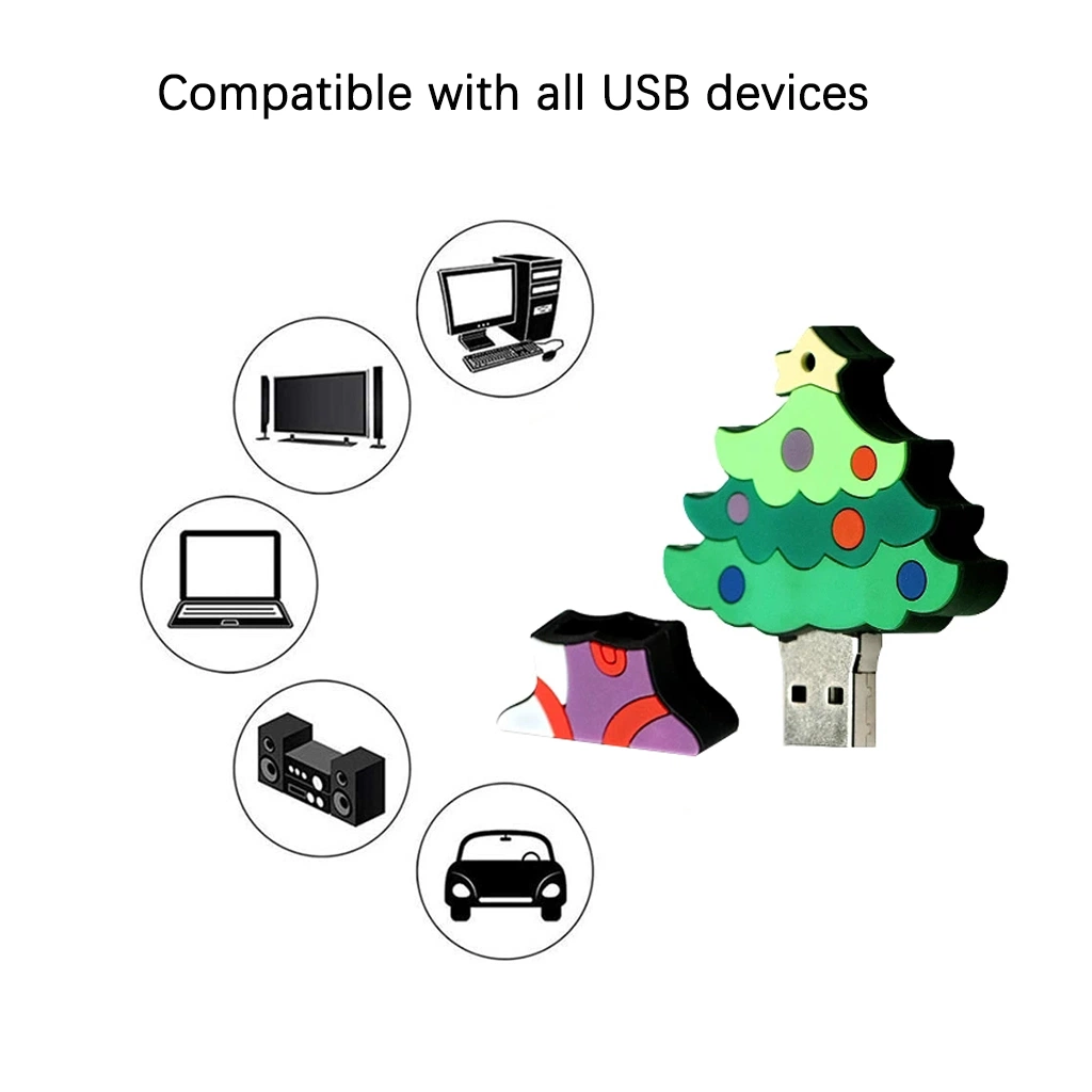 Рождественские подарочные карты, 64 ГБ, 32 ГБ, 16 ГБ, 8 ГБ, 2 ГБ, диски USB-накопитель USB с картой USDT из ПВХ