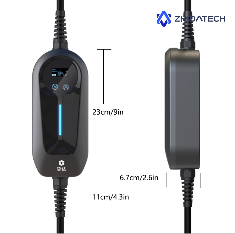 Zhida Tech 16A 3.5kw Portable EV Electric Vehicle Charger Type2 IP55 Waterproof