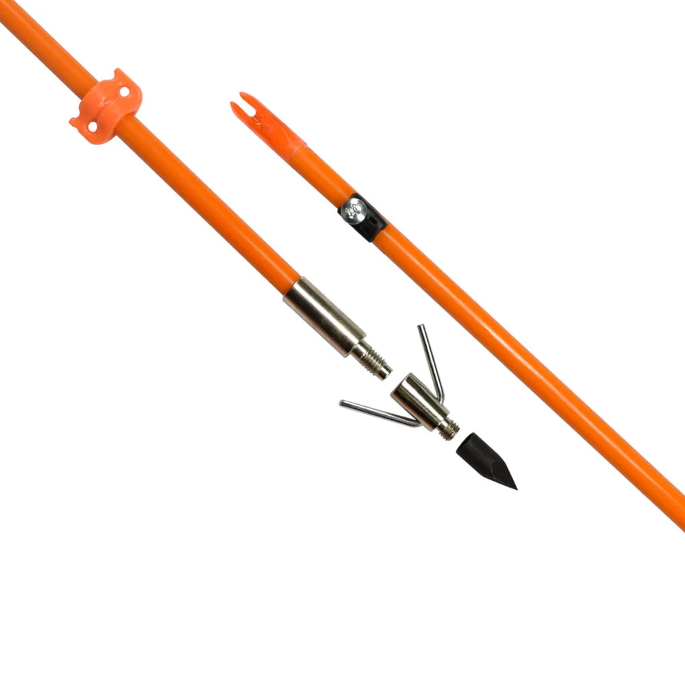 Orange Bow Fishing Arrows Hunting Fish Arrow with Fishing Broadhead Point and Slide Block & Stop Block Without Fletch for Compound Bow, Recurve Bow and Crossbow