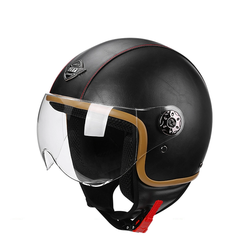 Available Different Colors 4 Seasons Black Cascos-Motociclet Cycling for Royal Enfield 3/4 Leaopen Face Unisex Retro Electric Motor Bike Half Face Helmet