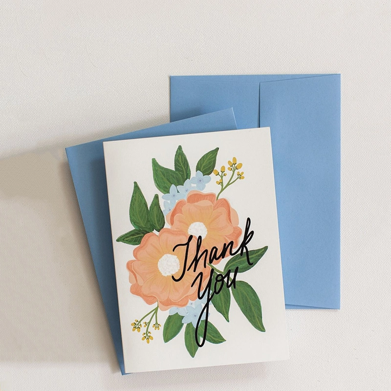 100PCS MOQ Thank You Cards White with Gold Foil Embossed Lettering