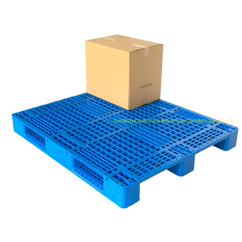 Venta al por mayor Cheap Blue Entrada de 2 vías Pisos con ventilación uso malla HDPE material almacén Acero reforzado Euro plástico Pallet con mejor Precio