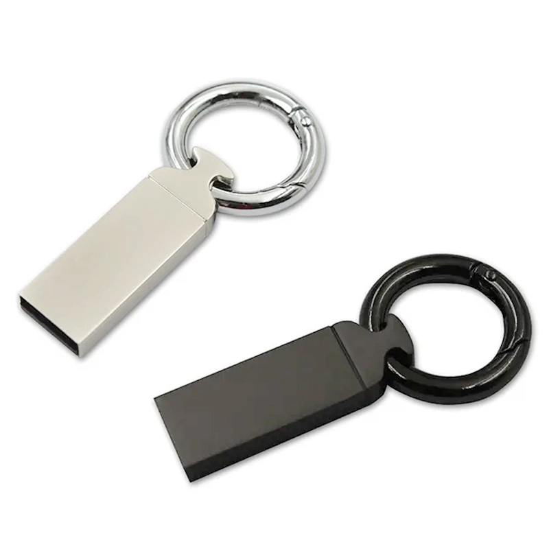 محرك أقراص USB محمول معدني ملون ذو حلقة مفاتيح شعار USB قرص فلاش