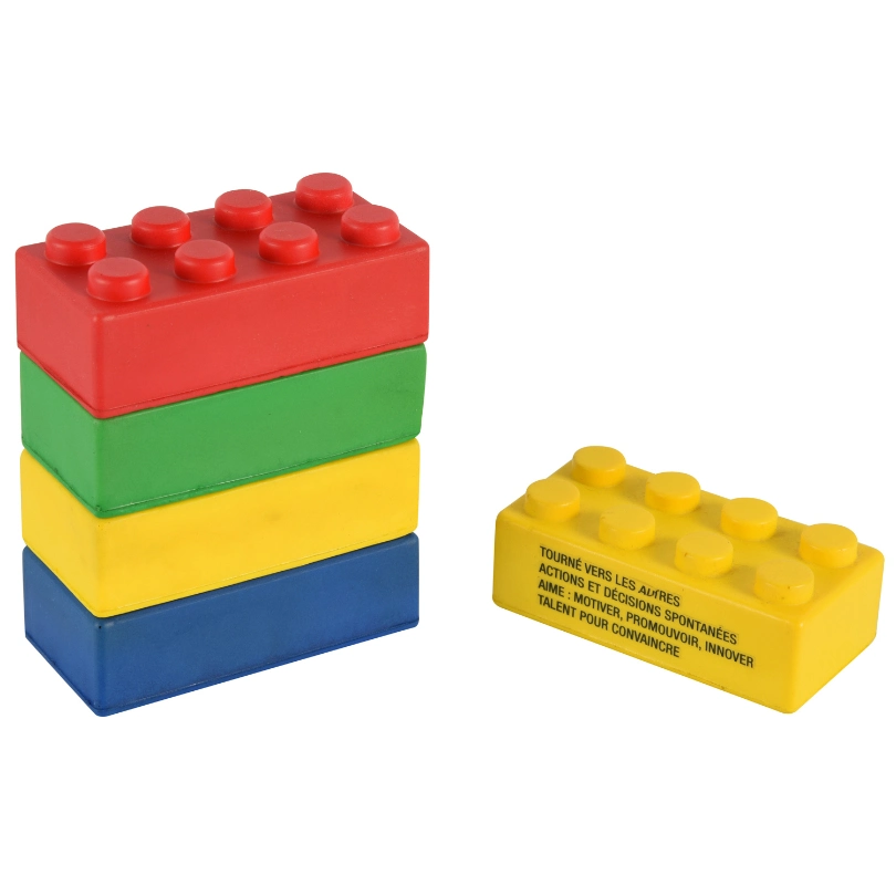 Blocos de construção de brinquedos atacado com cantos afiados bola de estresse PU Artigos de Foam Toy Bricks com logótipo empresarial para crianças e Brinquedos de novidade de oferta promocionais para adultos