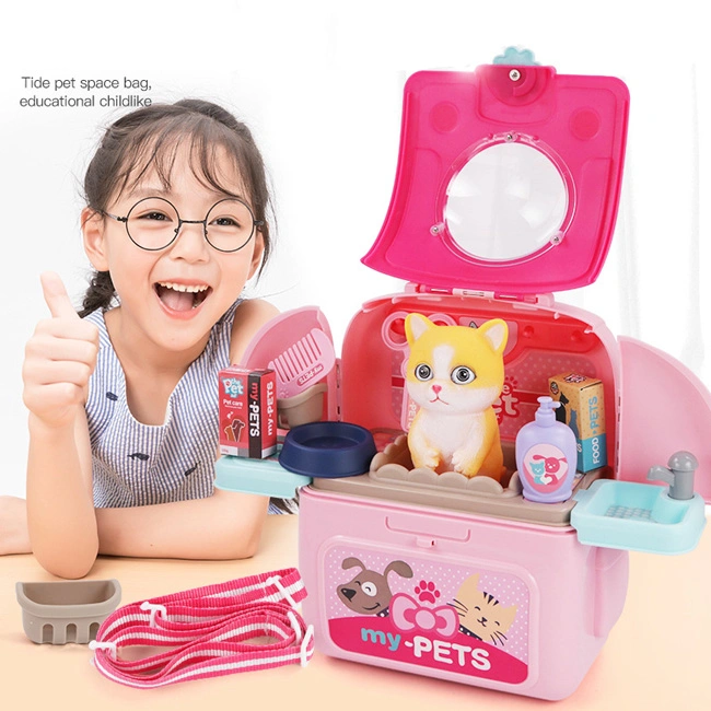 2 in 1 Pet Feeding Washing Set Toy Pretend Plays Pet Care Cats and Dogs Play Set Amusing Whoesale Children Kids Plastic Pretend Play Toy Pet Set