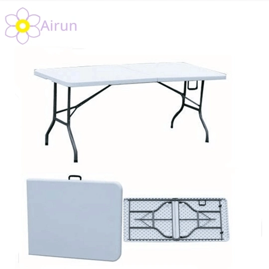 Muebles de jardín al aire libre al por mayor de 6 pies X 2.4FT rectángulo blanco plástico HDPE plegable plegable exterior mesa para Bodas Eventos Parites