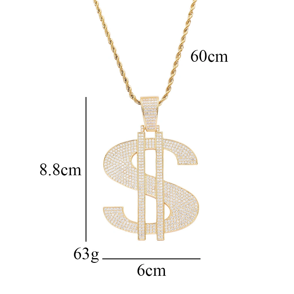 Модные ожерелья Аксессуары $Pendant Large Dollar Sign Pendant Street Тренд ожерелье циркона