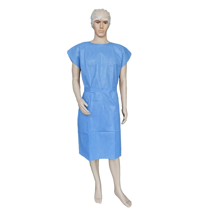 Disposable Non-Woven Blue SMS Sleeveless Short Sleeve Hospital Gown Non-Transparent Patient Gown Robe Apron for Adults Kids Pediatric