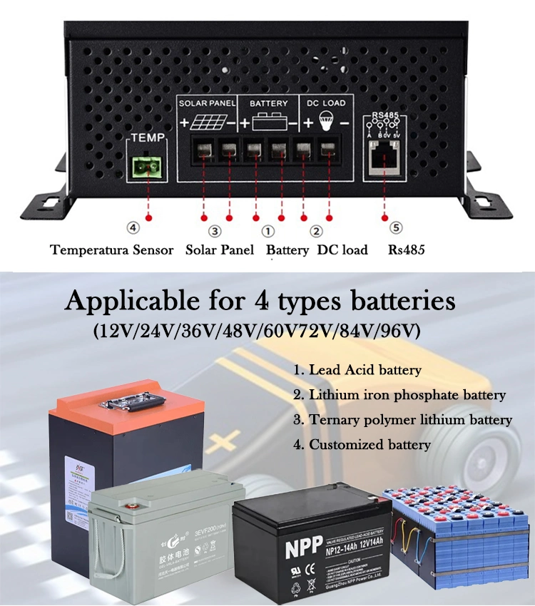 MPPT Controlador de carga Solar Panel LCD celda solar cargador de auto regulador MPPT 60 A 30 A 40 A 100 a 120 A 12V/24V/36V/48V Auto adaptar